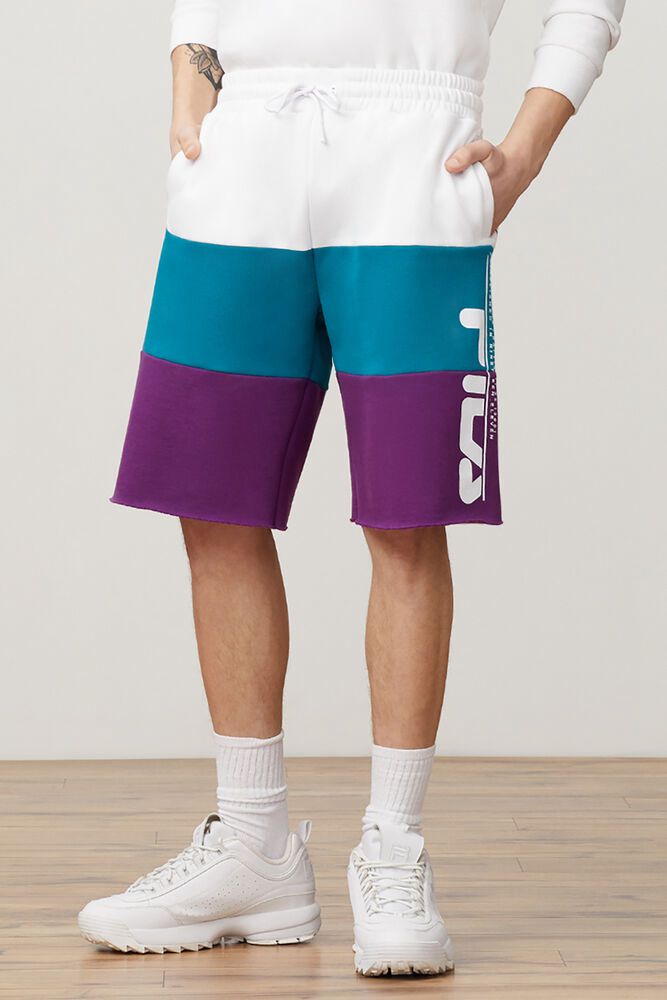 Fila Stu Shorts White/Purple - Mens - 74085DVFL